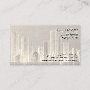 Carte de visite immobilière à la skyline neutre 🏙