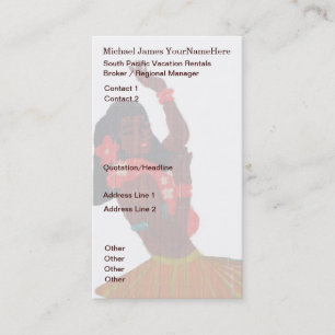 Carte De Visite Immobiliers hawaïens de South Pacific