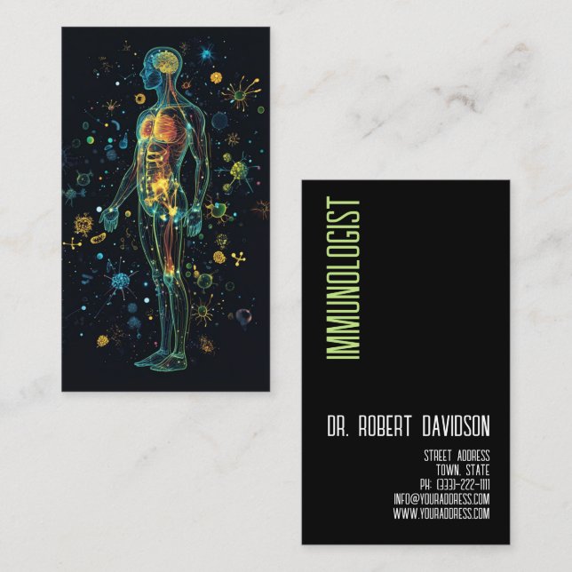 Carte De Visite Immunologue Allergist Doctor Médicale Modern Bold (Devant / Derrière)