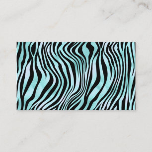 Carte De Visite Impression Animale Peau de Zèbre Bleu Clair Turquo