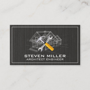 Carte De Visite Impression bleue Architecte Outils de construc