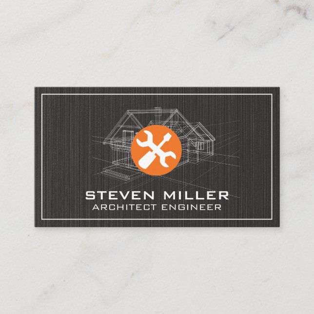 Carte De Visite Impression bleue | Architecte | Outils main (Devant)