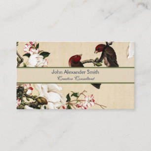 Carte De Visite Impression d'art de magnolia blanc vintage et oise