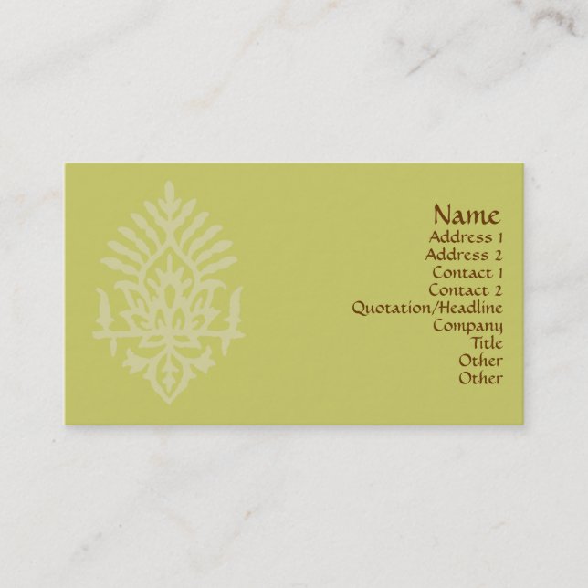 Carte De Visite Impression de bloc Inde (Devant)