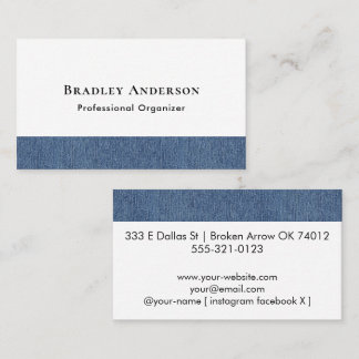 Carte De Visite Impression de bordure en denim bleu minimaliste