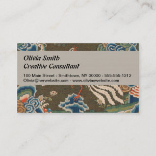 Carte De Visite Impression de broderie en soie blanche antique chi