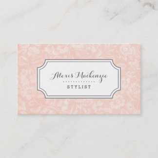 Carte De Visite Impression florale Vintage rose et gris