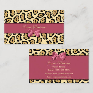Carte De Visite Impression Jaguar Tendance Avec Ruban Rose Nom de