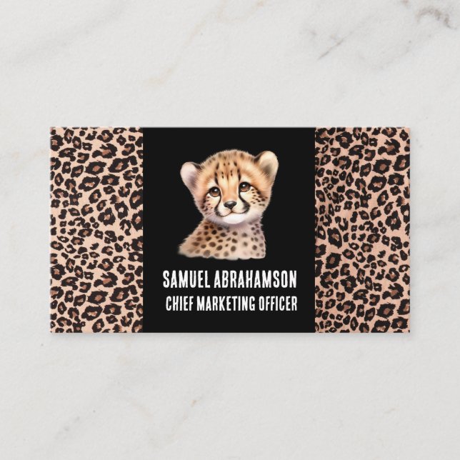 Carte De Visite Impression léopard Kawaii Premier  (Devant)