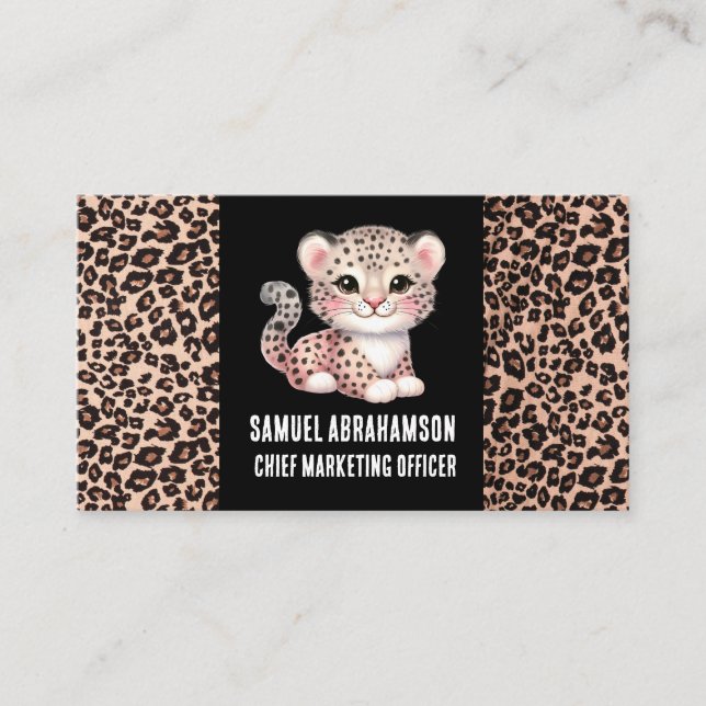 Carte De Visite Impression léopard Kawaii Premier  (Devant)