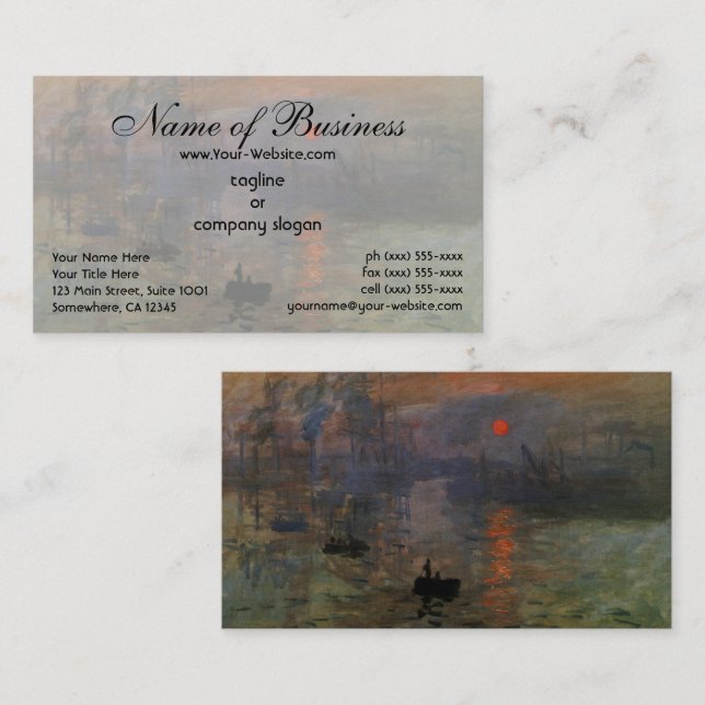 Carte De Visite Impression, Soleil levant par Claude Monet (Devant / Derrière)