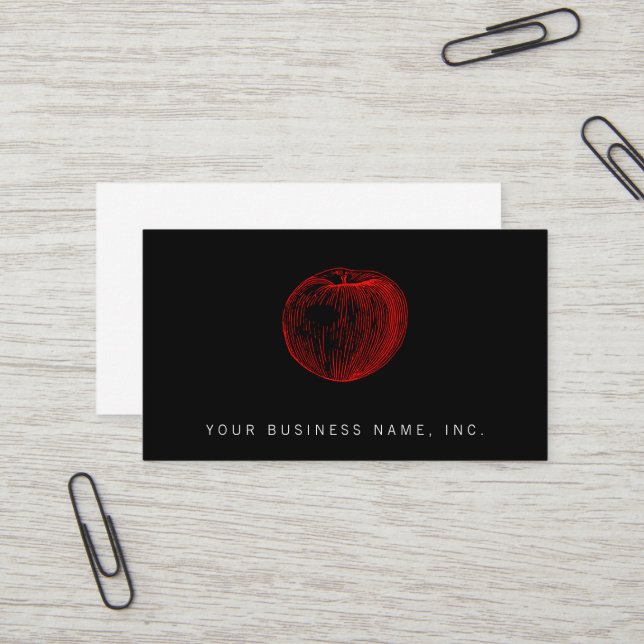 Carte De Visite Impression typographique rouge Apple d'Apple de (Devant/Arrière en situation)