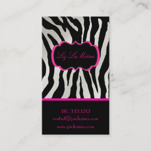 Carte De Visite Impression zèbre chic et rose vif + noir de PixDez
