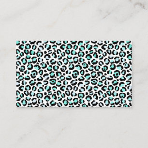 Carte De Visite Imprimé Animal Bleu Taches Turquoise Rose Faux Noi