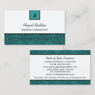 Carte De Visite Imprimé Monogram Turquoise et noir