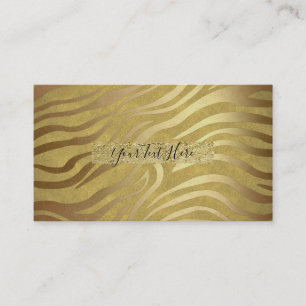 Carte De Visite Imprimé Zèbre Bronze Doré Safari Jungle Glamour