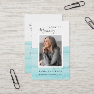 Carte De Visite In Love Memory Photo Funeral Blue Prayer Card