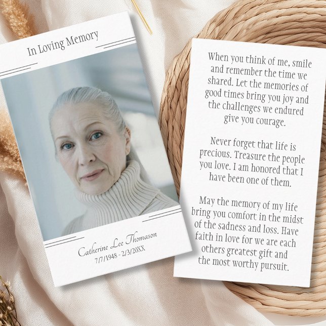 Carte De Visite In Loving Memory Classic Photo Prayer Card (In Loving Memory Classic Photo Prayer Card
)