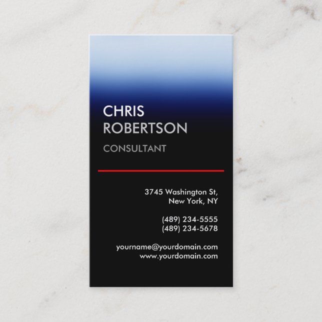 Carte de visite inclinable bleu vertical (Devant)