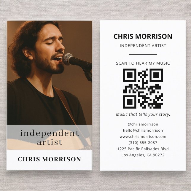 Carte De Visite Independent Artist QR Code Photo (Créateur téléchargé)