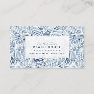 Carte De Visite Indigo Motif Beach House Cottage B&B Location