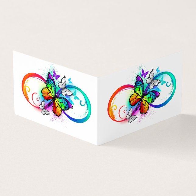 Carte De Visite Infini brillant avec papillon arc-en-ciel (Extérieur)
