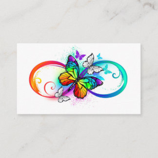 Carte De Visite Infini lumineux avec papillon arc-en-ciel