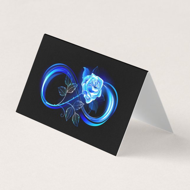 Carte De Visite Infini lumineux avec rose bleue (Devant)
