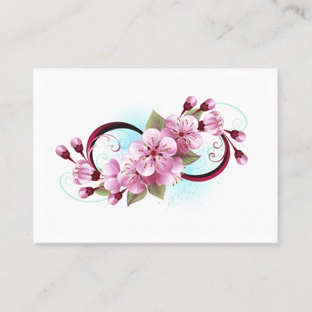 Carte De Visite Infinité avec les fleurs Sakura (Devant)