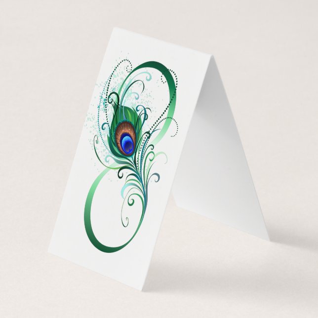 Carte De Visite Infinity Symbol with Peacock Feather (Dos)