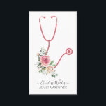 Carte De Visite Infirmière Adulte Adulte Aidante Florale Stethosco<br><div class="desc">Une élégante infirmière rose poussiéreuse, soignante, ou aide sanitaire à domicile carte de visite floral moderne pour les soins aux personnes handicapées, ou adultes âgés. La face arrière de la carte a une couleur rose pâle et poussiéreuse pour compléter le floral. Une carte joyeuse, sereine et invitante pour un soignant...</div>