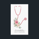 Carte De Visite Infirmière Adulte Adulte Aidante Florale Stethosco<br><div class="desc">Une élégante infirmière rose poussiéreuse, soignante, ou aide sanitaire à domicile carte de visite floral moderne pour les soins aux personnes handicapées, ou adultes âgés. La face arrière de la carte a une couleur rose pâle et poussiéreuse pour compléter le floral. Une carte joyeuse, sereine et invitante pour un soignant...</div>