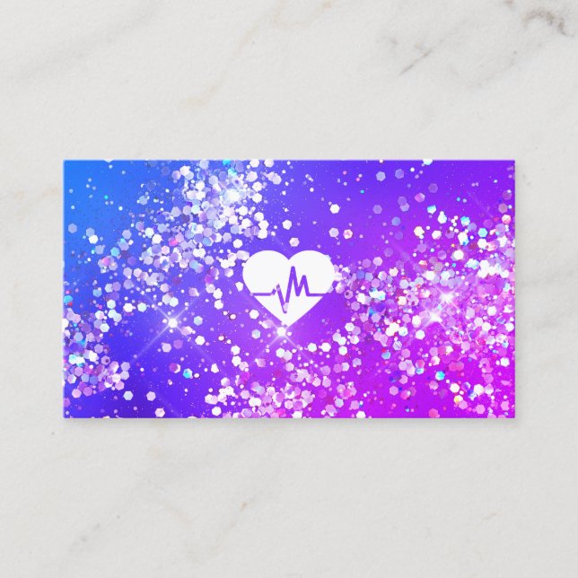 Carte De Visite Infirmière Aide Soignant Paillettes Holographique  (Devant)