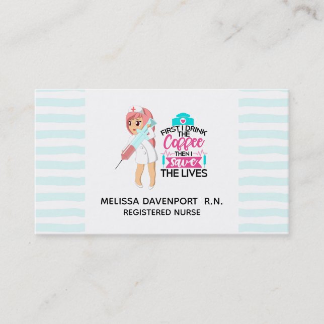 Carte De Visite Infirmière amusante qui dit avec une grande aiguil (Devant)