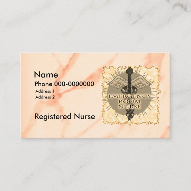 Carte De Visite Infirmière aux urgences Caducée (Devant)