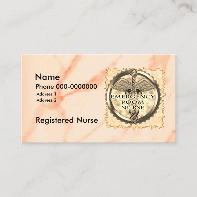Carte De Visite Infirmière aux urgences Caducée (Devant)