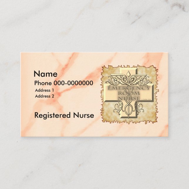 Carte De Visite Infirmière aux urgences Caducée (Devant)