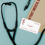 Carte De Visite Infirmière Bâton blanc d'Asclepius<br><div class="desc">Parfait pour les infirmières ou les étudiants en soins infirmiers et en médecine.</div>