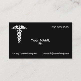 Carte De Visite Infirmière Caduceus Black