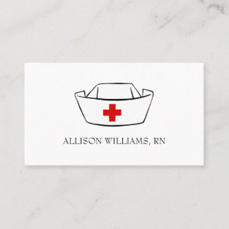 Carte De Visite Infirmière Casquette Nom monogramme Blanc Professi