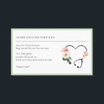 Carte De Visite Infirmière de santé Floral Stethoscope<br><div class="desc">une simple infirmière soignante à domicile avec un joli stéthoscope floral aquarelle, dans un élégant et joyeux. Vous pouvez personnaliser cette jolie carte pour une infirmière autorisée, une infirmière auxiliaire de santé à domicile ou une aide infirmière. Ajoutez votre propre titre et vous pouvez inclure ce slogan ou écrire votre...</div>