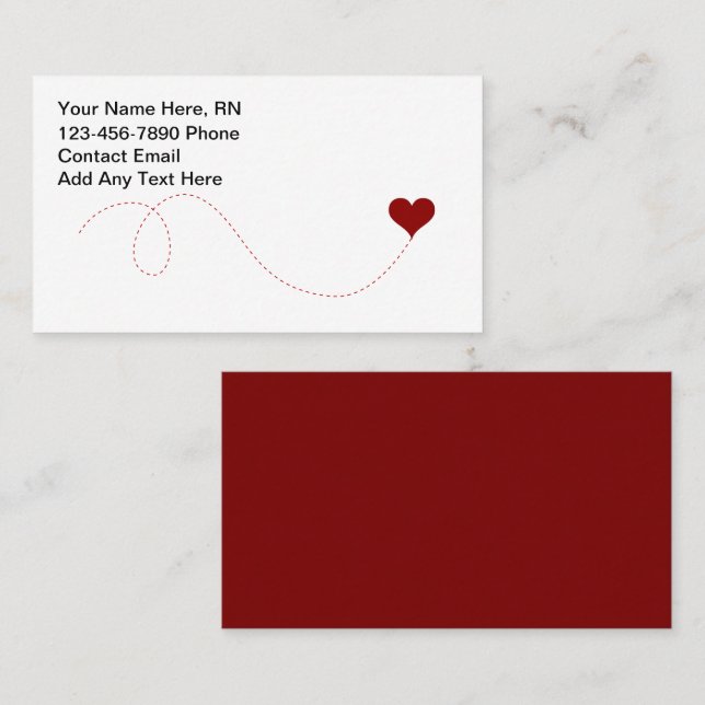 Carte De Visite Infirmière diplômée médicale mignonne simple (Devant / Derrière)