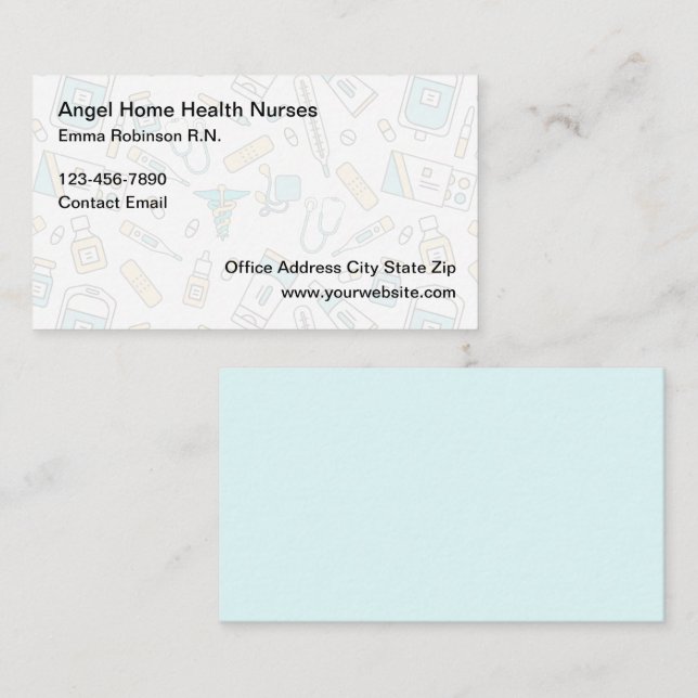 Carte De Visite Infirmière en santé à domicile Médicale (Devant / Derrière)