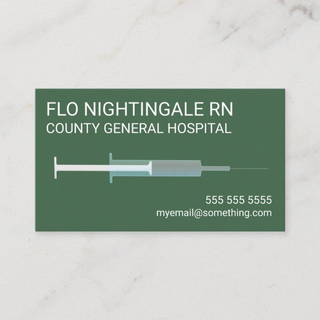Carte De Visite Infirmière Flu Tiré Vert (Devant)