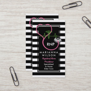Carte De Visite Infirmière moderne à rayures