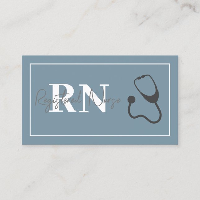 Carte De Visite Infirmière moderne Stethoscope Bleu Script profess (Devant)