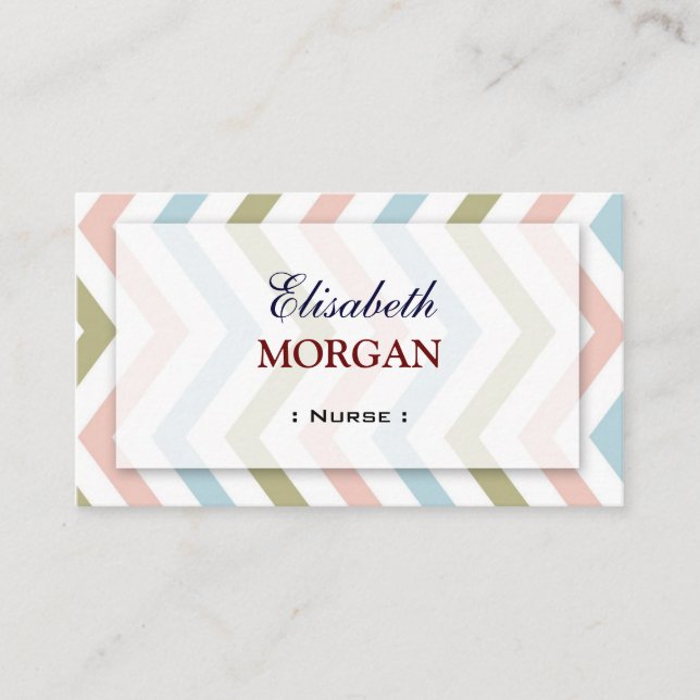 Carte De Visite Infirmière - Natural Graceful Chevron (Devant)