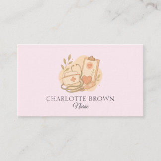 Carte De Visite Infirmière rose soins de santé médicaux soins aux