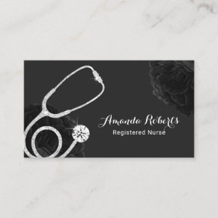 Carte De Visite Infirmière soignante Médicale Élégante florale