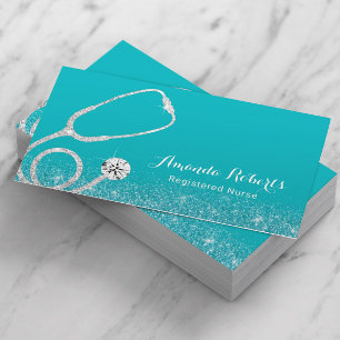 Carte De Visite Infirmière soignante Médicale élégante Turquoise